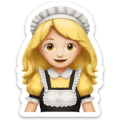 a freaky emoji in a maid costume sticker