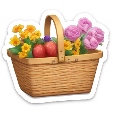 picnic basket with flowers inside sticker