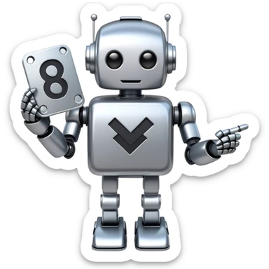 robot holding hashtag icon in hand sticker