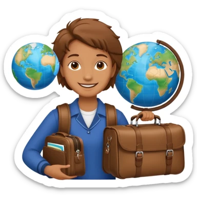 TRAVEL , travel bag , pass board, plane, glob sticker