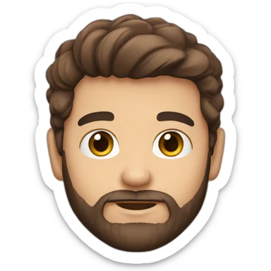 Daniel nass, brazilian, white skin, little hair, straight brown hair, bearded sticker