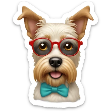 Perro terrier chileno con lentes sticker