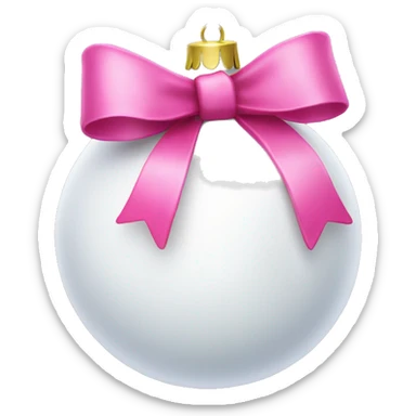 Plain White Christmas ornament with a pink bow on top sticker