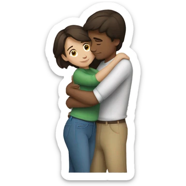 brunette girl hugging her boyfriend sticker