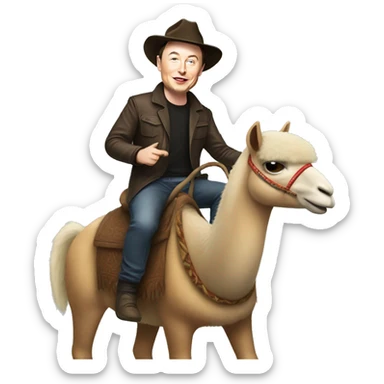 elon musk riding a lama sticker