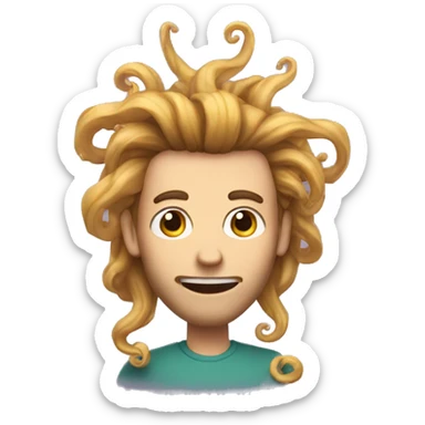 a guy with long, wild and tentacle-ish hair sticker