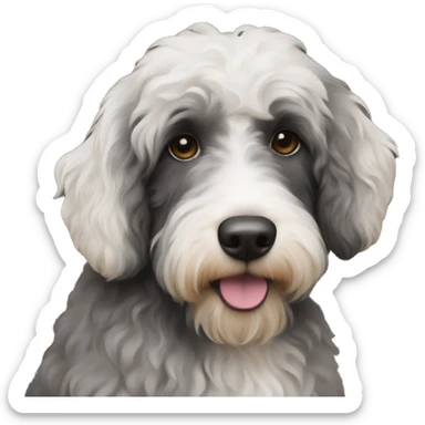 Black aussiedoodle with white on face sticker