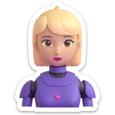 friendly feminine robot agent, 3D emoji style, soft colors, gentle expression, for reporting child abuse reporting sticker