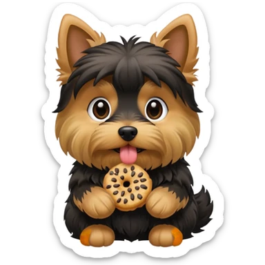 Yorkie Dog with treat in mouth sticker