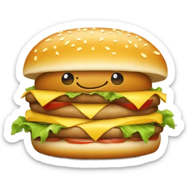 happy burger with a face sticker
