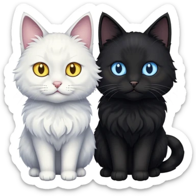 Gato preto do olho amarelo e branco do olho azul juntos um do lado do outro sticker