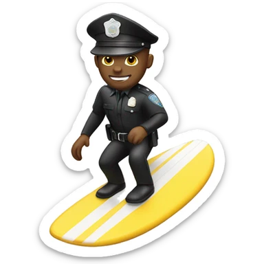 Cop riding a surf board sticker