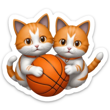 2 cats spinning basketballs sticker