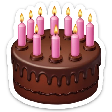 Create a chocolate birdthay cake with pink candles sticker