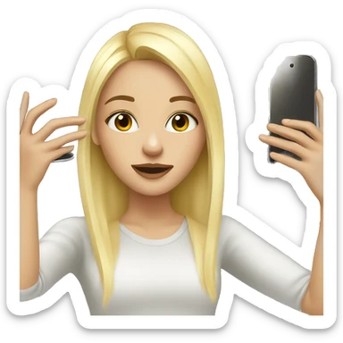 blonde girl taking mirror selfie sticker