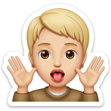 Tongue out with hands to the side sticker