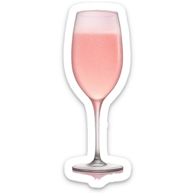 glass of pink champagne on a rose glass sticker