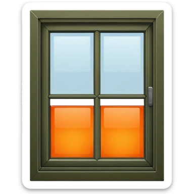 Dark olive orange open upfront look of a window. sticker