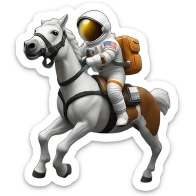 Astronaut with helmet shut riding a wild horse sticker