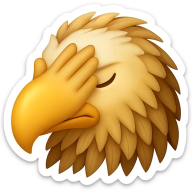 Make the yellow eagle winking do a facepalm gesture in the style of emoji. Remove the background. sticker