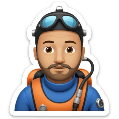 Moroccan Male 38 short beard, slightly overweight, scuba diving sticker