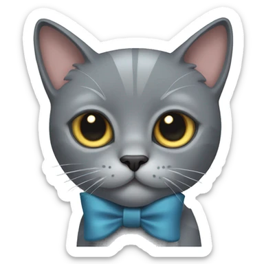 Solid grey cat with bow  sticker