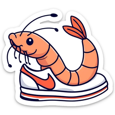Shrimp wearing Nikes  sticker