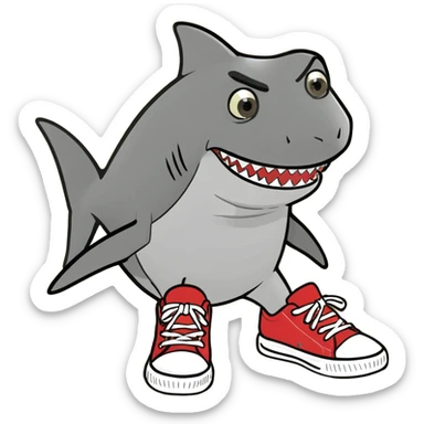Shark with shoes  sticker