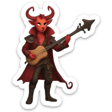 A red tiefling bard sticker