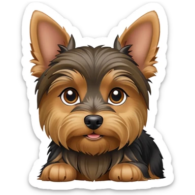 yorkshire terrier dog with small body, tan and black fur, perky ears sticker