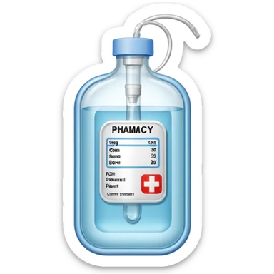 Hospital Intravenous fluid bag filled with 500ml, pharmacy label sticker