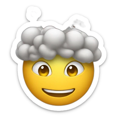 standard exploding head emoji but smiling sticker