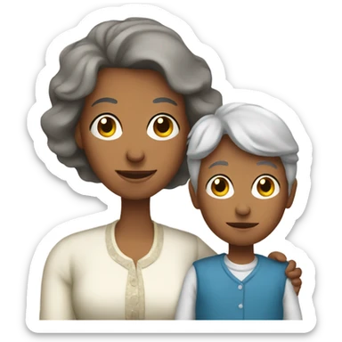 A grandmother with her boy sticker