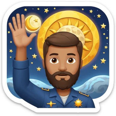 joshua bible chracter bearded man raising his hand stopping the sun & moon to continue the war sticker