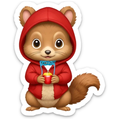 baby squirrel wear red hoodie sticker