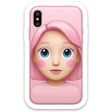 pastel pink iPhone, front view, iOS Apple emoji style sticker