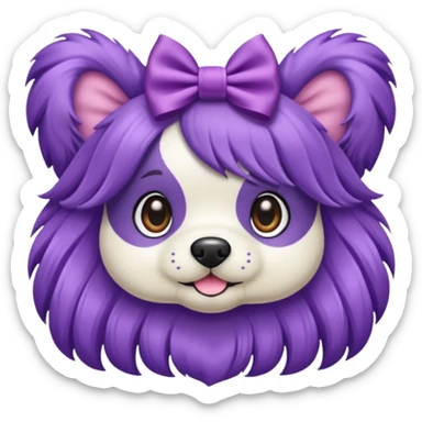 Hair bow on a purple dog sticker