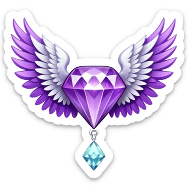 diamond emblem with white wings and purple diamond in the middle sticker
