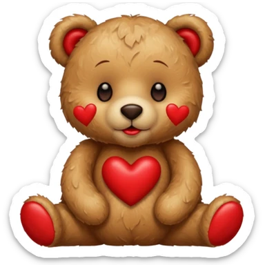 Teddy bear covered in lipstick kisses prints sticker