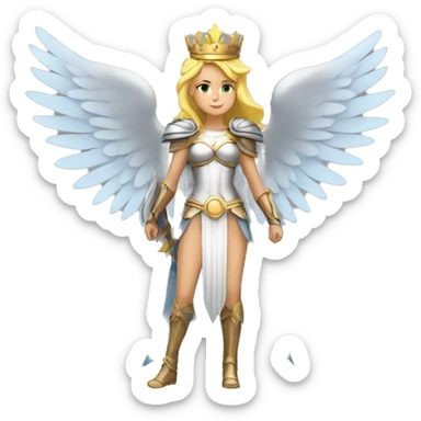 Blond Valkyrie full body with crown with wings sticker