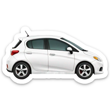 White car with white wheel’s hatchback  sticker