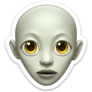 alien with a long forehead and huge lips sticker