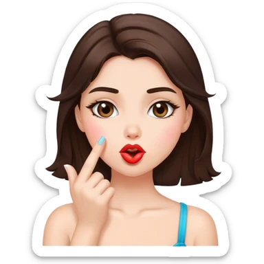 Brunette girl ￼ blowing a kiss sticker