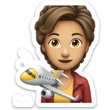 Mujer bonita cargando con un avion sticker