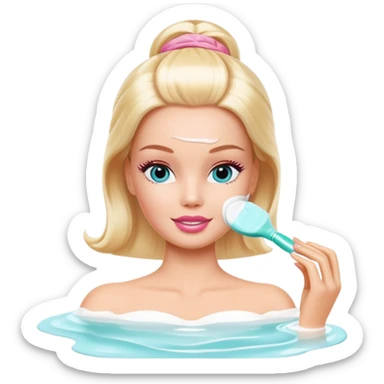 Barbie with face cream mask spa beauty full face relaxing sticker