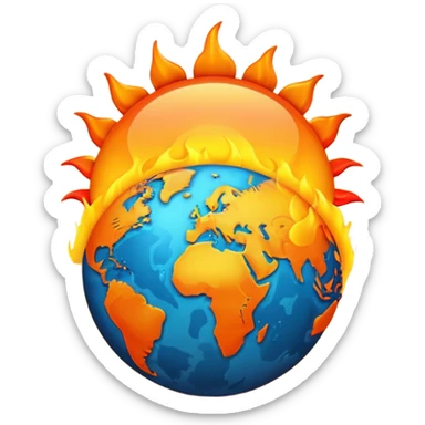 earth emoji with heat waves rising sticker