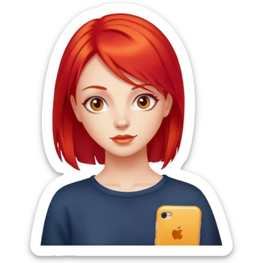 y2k fashion girl with bright red hair sticker