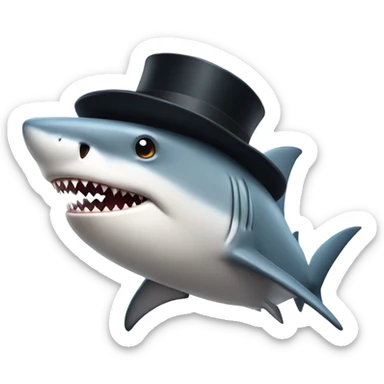 Shark with a top hat sticker