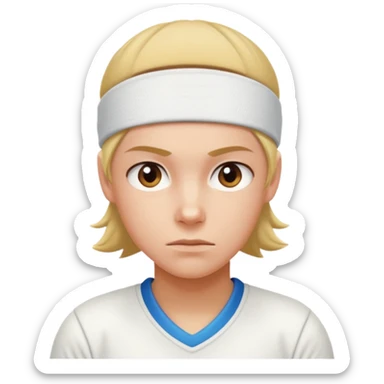 Tennis player with white sweatband sticker
