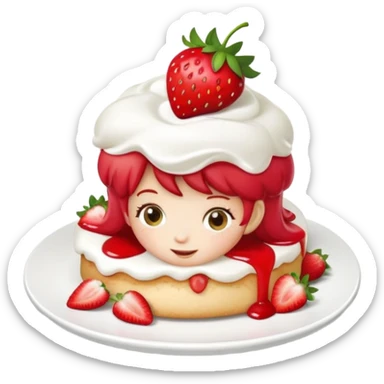 Strawberry shortcake cartoon character eating a strawberry  sticker